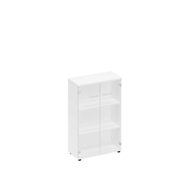 Шкаф средний со стеклом Elevo А1 9366 БП белый премиум - Вид 1