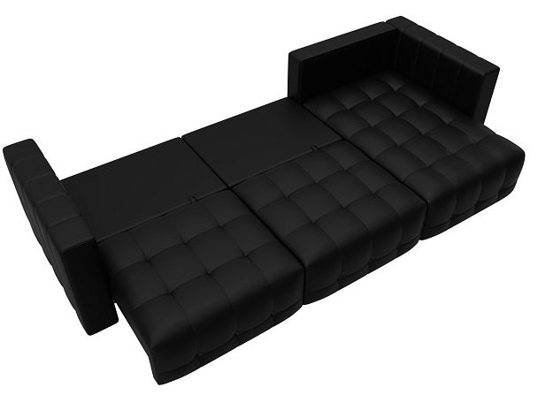 Диван угловой Лига-052 НПБ Лонг угол универсальный Экокожа черный - Вид 9