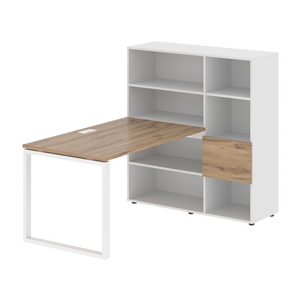 Стол-стеллаж EQRST 1213 Дуб Денвер светлый/Белый/Белый 1790х1250х1355 EDIS - Вид 1