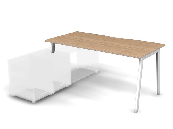 MATRIX 121B102-A Стол прямой, опора на тумбу, пров. вырез. (А-опоры) 1580х780х775 Швейц-й вяз/Белый - Вид 1