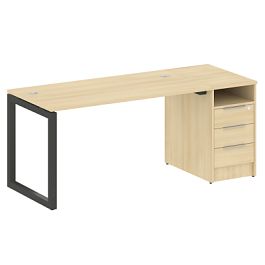 Metal System Quattro Р. ст. с тумбой на О-образном м/к 50БО.РС-СТП-1.3 Акация/Антрацит металл 1812*720*750 - Фото предпросмотра