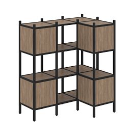 Loft Угловой внутренний стеллаж наборный VR.L-29 Дуб аризона/Чёрный металл 1278*862*1458 - Фото предпросмотра