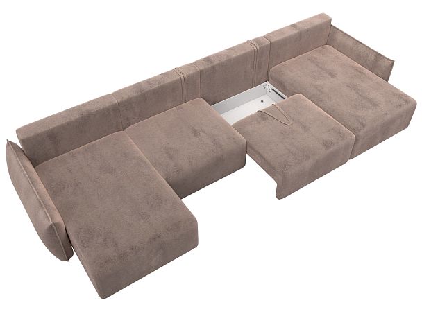 Диван П-образный Лига-051 НПБ Лонг Велюр бежевый - Вид 7