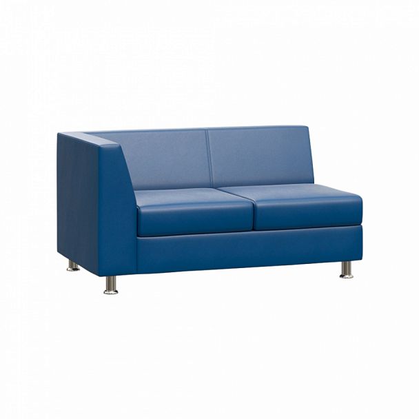 Секция с подлокотником двухместная правая "PRIME" PR.SP-2(R) синий кз - Вид 1