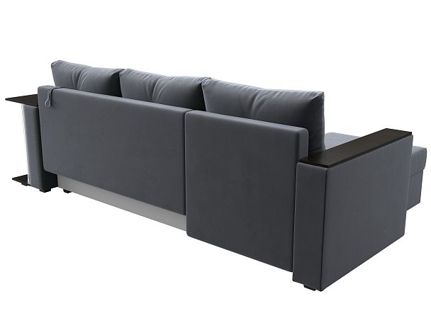 Угловой диван Атланта Лайт левый (полностью велюр серый) - Вид 5