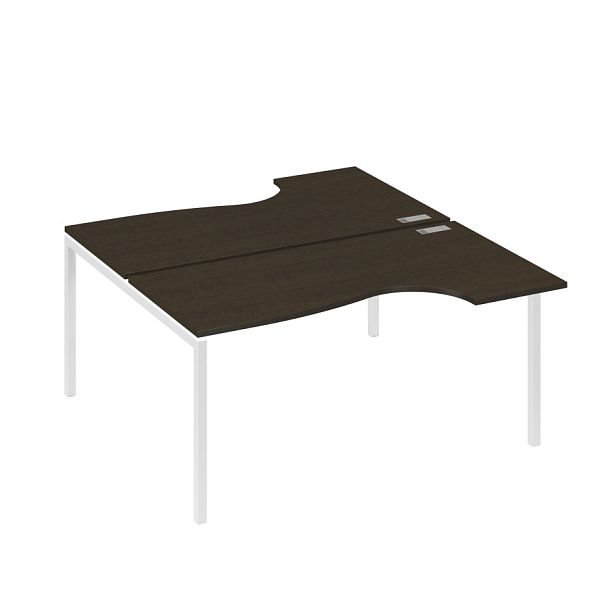 Рабочая станция DUE (2х160) столы эргономичные Классика A4 А4 Б2 185 БП венге / металлокаркас белый - Вид 1