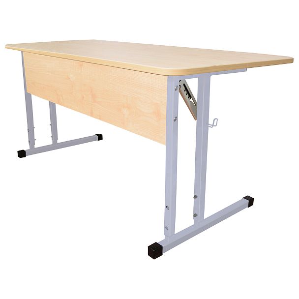 Стол-парта 2-местный, регулируемый угол, "Умник" 1200х500х520-640мм, рост 2-4, серый каркас, ЛДСП клён - Вид 3