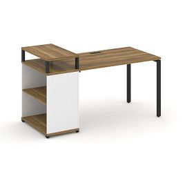 Concept Стол рабочий с опорным стеллажом с верх. горизонтом  CN.SP-206 Сандал Янтарный/Белый Бриллиант/Металл Черный 1600*720*917 - Фото предпросмотра