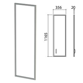 Дверь СТЕКЛО в алюминиевой рамке "Приоритет", правая, 356х20х1165 мм, БЕЗ ФУРНИТУРЫ, К-940 - Фото предпросмотра