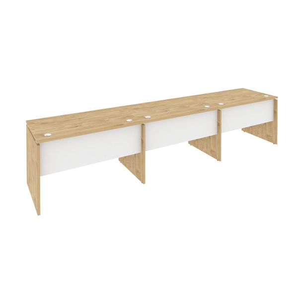 Onix Рабочая станция O.RS-3.2.7 Тиквуд светлый/Белый бриллиант 3540*720*750 - Вид 1