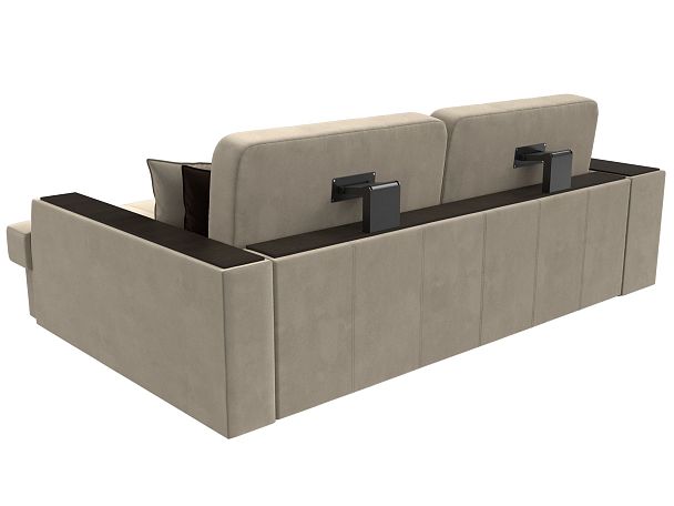 Угловой диван Брюссель правый (полностью микровельвет бежевый) - Вид 6