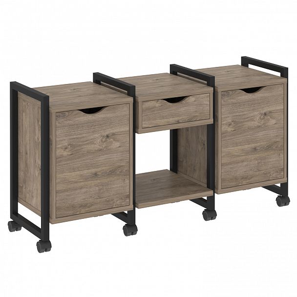 Тумба на колесах наборная "Loft" VR.L-TN-7.K тиквуд темный/черный - Вид 1