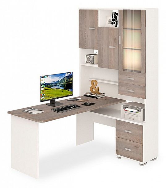 Стол компьютерный Домино СР-620/160 Белый/Нельсон правый - Вид 1