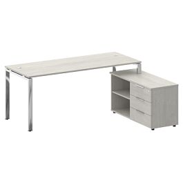 Metal System Direct Стол руковододителя с тумбой правый БГ.СРТ-5.7 (R) Дуб наварра/Нерж. сталь 1900*1520*750 - Фото предпросмотра