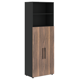 Шкаф высокий широкий VRHCS 80.6 Американский орех/Яшма черный 800х430х2253 VELION VENEER - Фото предпросмотра