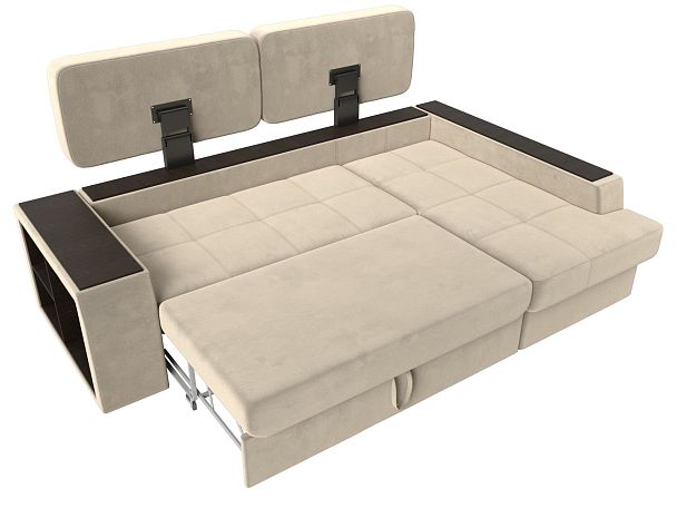 Угловой диван Брюссель правый (полностью микровельвет бежевый) - Вид 8