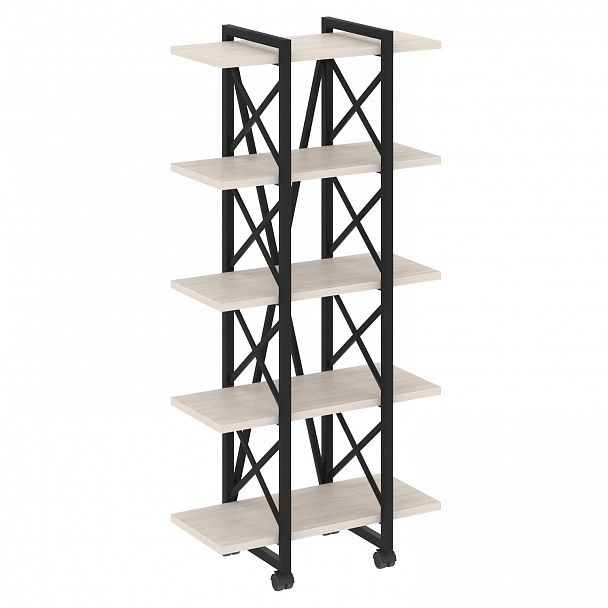 Стеллаж на колесах "Loft" VR.L-MST.K-5.4V денвер светлый/черный - Вид 1