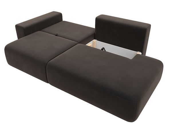 Диван прямой Лига-036 Модерн подлокотник слева Велюр коричневый - Вид 8