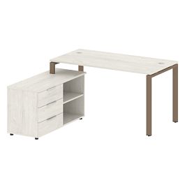 Metal System Р. ст. с тумбой на П-образном м/к БП.РС-СТС-2.3 (L) Дуб наварра/Мокко металл 1500*1520*750 - Фото предпросмотра