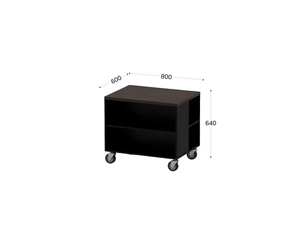 БЕРЛИН / BERLIN Тумба для копира на роликовых опорах 800х600х640 Венге/Черный - Вид 2
