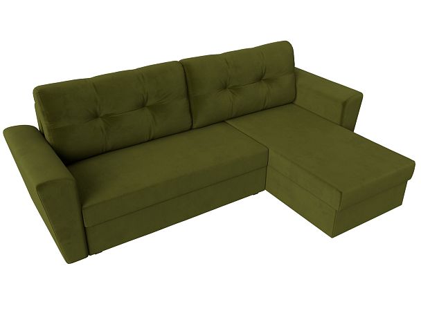 Угловой диван Амстердам Лайт правый (полностью микровельвет зеленый) - Вид 5
