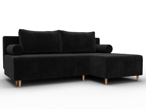 Диван угловой Лига-102 угол универсальный Велюр черный - Вид 1