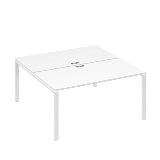 Рабочая станция опоры UNO столы 2х160 A4 А4 Б1 178 БП белый премиум / металлокаркас белый - Вид 1