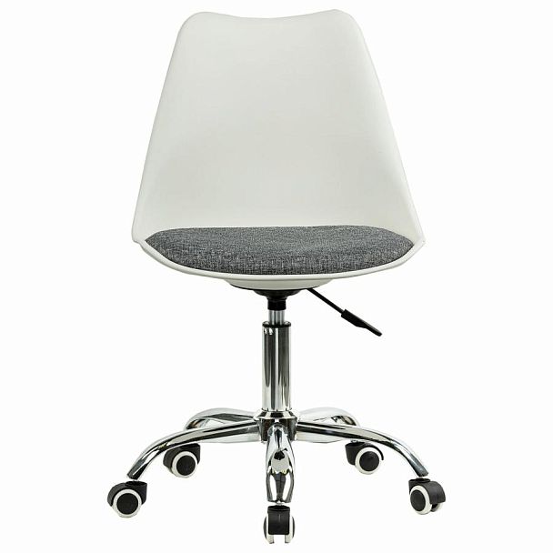 Кресло стул BRABIX "Eames MG-310 CH", хром, пластик белый, ткань серая, 532924 - Вид 3