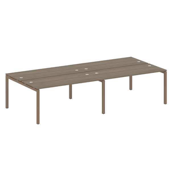 Metal System Quattro Р. ст. на 4 раб. места на П-образном м/к 50БП.СМ-4.4 Вяз/Мокко металл 3200*1475*750 - Вид 1