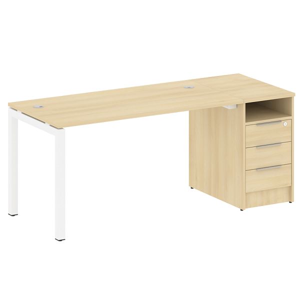 Metal System Quattro Р. ст. с тумбой на П-образном м/к 50БП.РС-СТП-1.3 Акация/Белый металл 1812*720*750 - Вид 1