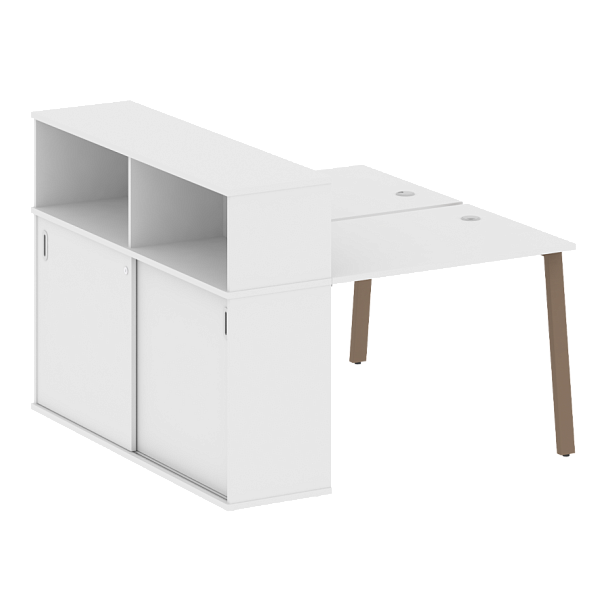 Metal System Р. ст. с шкафом-купе на А-образном м/к БА.РС-СШК-2.1 Т Белый/Мокко металл 1410*1475*1098 - Вид 1