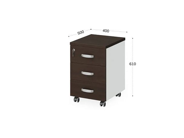БЕРЛИН / BERLIN Тумба мобильная 400х500х610 Венге/Белый - Вид 2