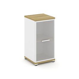 Concept Шкаф 1 узкая секция, 2 ниши CN.STU.E-213 RMW W Дуб Винченцо/Белый Бриллиант/Металл Белый/Сатин 420*420*818 - Фото предпросмотра