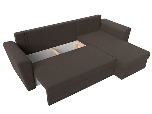 Диван угловой Амстердам Лайт правый угол Рогожка коричневый - Вид 7