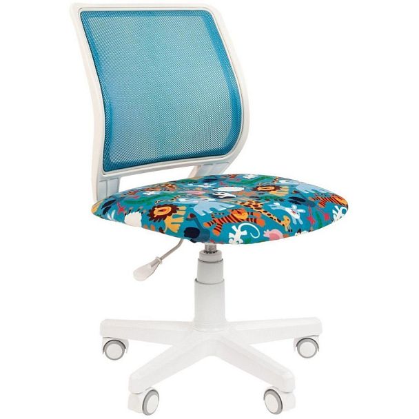 Кресло CHAIRMAN KIDS 112, пластик белый, велюр/сетка, принт ZOO - Вид 1