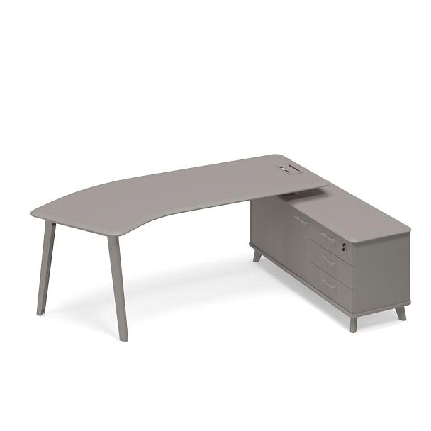 Стoл эргономичный правый на тумбе (тип 5) Time metal ТМ М1 128 МП ВЛ ВЛ мокко премиум - Вид 1