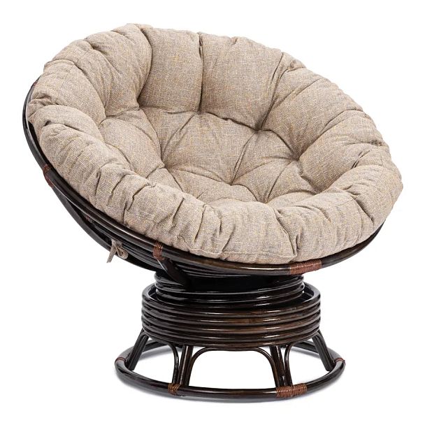 Кресло-качалка Папасан/Papasan (W 23/01 B) /с подушкой/Antique brown (античный черно-коричневый) - Вид 1
