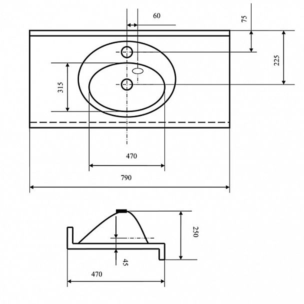 Раковина "Отель 3/800" - Вид 2