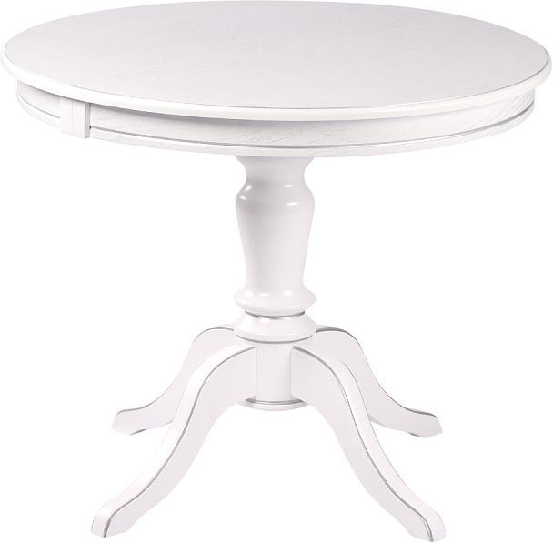 Стол деревянный раздвижной Элат D90(130)х90х76 Белый с серебряной патиной - Вид 2