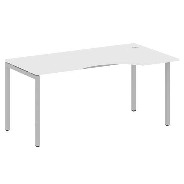 Metal System Quattro Стол криволинейный правый на П-образном м/к 40БП.СА-1 (R) Белый/Серый металл 1600*900*750 - Вид 1