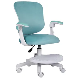 Кресло детское с подставкой для ног BRABIX "Sky MG-206", велюр, голубое, 533155 - Фото предпросмотра