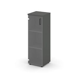 Стайл Проджект Шкаф средний узкий SN.STU.E-205(L) Антрацит/Прозрачный/Черный Ручки 400*400*1203 - Фото предпросмотра
