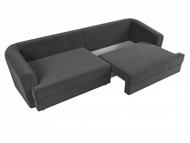 Прямой диван Милтон (полностью велюр серый) - Вид 5