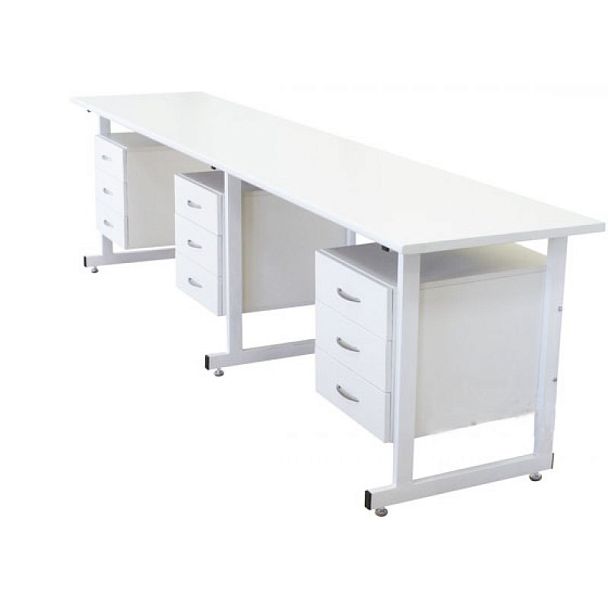 Стол 3-х тумбовый для лабораторных работ 2500*600*850 ЛДСП 25 мм - Вид 2