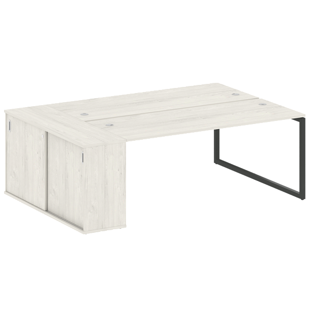 Metal System Quattro Р. ст. с шкафом-купе на О-образном м/к 40БО.РС-СШК-1.5 Т Дуб наварра/Антрацит металл 2210*1475*750 - Вид 1