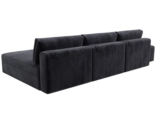 Диван угловой модульный с пуфом Лига-060 НПБ Лонг угол универсальный Велюр серый - Вид 5