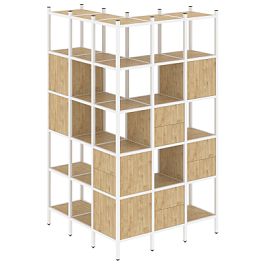 Loft Угловой внешний стеллаж наборный VR.L-53 Тиквуд светлый/Белый металл 1278*1278*2280 - Фото предпросмотра