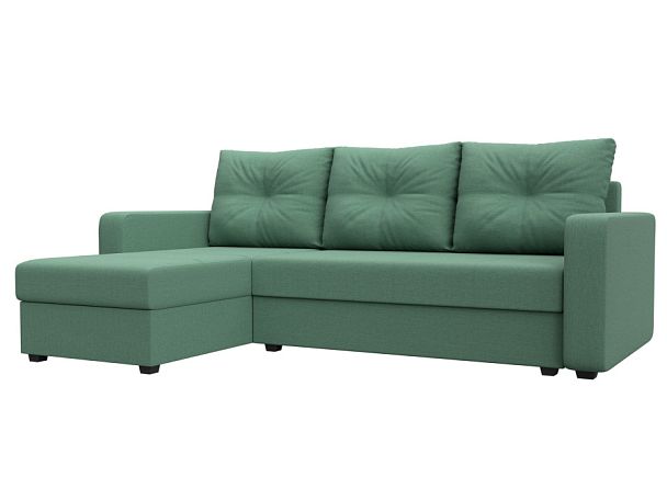 Диван угловой Ливерпуль Лайт левый угол Рогожка зеленый - Вид 1
