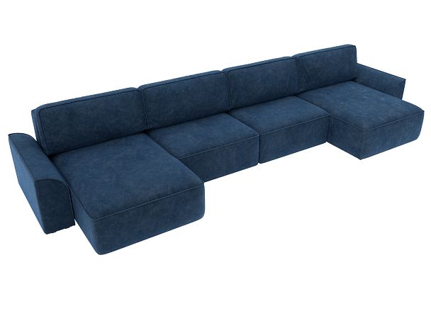 Диван п-образный Лига-048 НПБ лонг Велюр синий - Вид 6