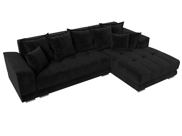Угловой диван НордСтар правый угол Велюр черный - Вид 6